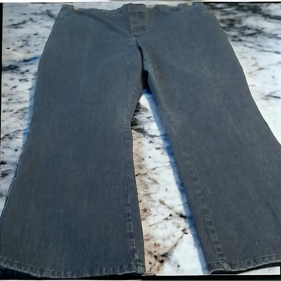 Isaac Mizrahi jeans 22WP dark wash stretch waist boot cut faux fly pull on - Picture 9 of 15